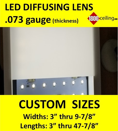 LED Lighting Diffusing Lens .073 WHITE, Width 3 thru 9.875, Length 3 thru 47.875