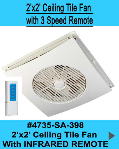 2'x 2' Ceiling Tile Fan with wireless remote-CLEARANCE