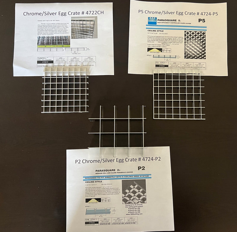 Chrome Silver Egg Crate Louvers, 1/2" cell